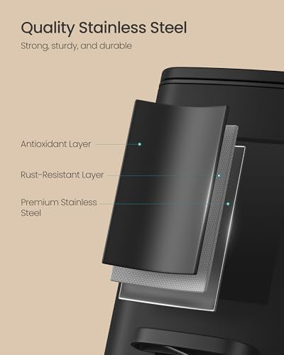 SONGMICS Dog Poop Trash Can, 1.6-Gallon (6 L) Outdoor Garbage Can with Lid, Soft Close, Stainless Steel with Inner Bucket, Ink Black ULTB590BH01 - color: Ink Black