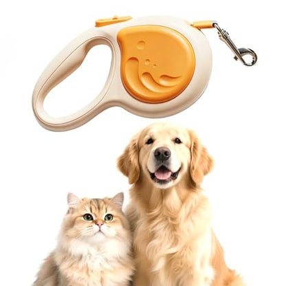 Retractable Puppy Leash, Dog Extendable Walking Leash with Ergonomic Anti Slip Grip & Reinforced Nylon Tape, Portable One Click Brake Pet for Large Dogs Walking (Orange)