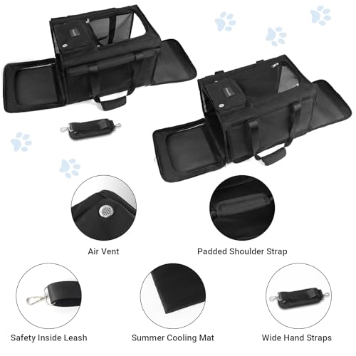 Pet Carrier for Large Cats, Soft Cat Carrier for Medium Big Cats and Puppies up to 20lbs, Washable Dog Carrier 18" L x 11.8" W x 11.8” H for Traveling Home and Outdoor