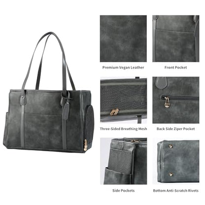 Stylish Dog Purse Carrier, Leather Pet Carrier Bag for Small Dogs Cats Puppy, Airline Approved Soft-Sided Carrier Grey - color: Grey