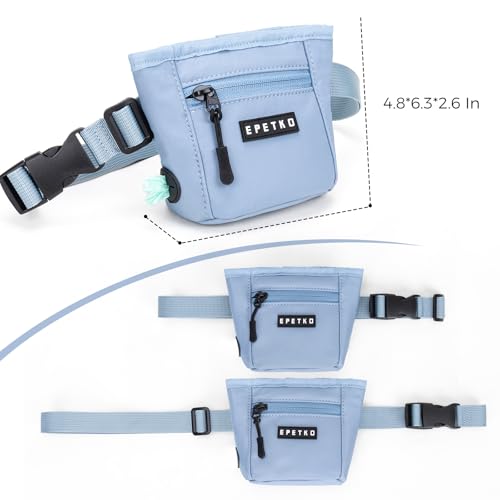 Dog Treat Pouch, Powerful Magnet Closure Device Dog Training Treat Bag Large Capacity Pet Treat Pouch with Poop Bag Dispenser Treat Bag for Dog Training with Metal Waistband Clip (Light Blue) - color: Light Blue