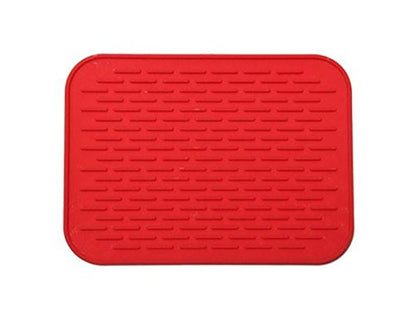 Kats'N Us Silicone Mat for Single Pet Bowl 8.5"x6" - Red Food Grade pad - color: Red