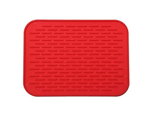 Kats'N Us Silicone Mat for Single Pet Bowl 8.5"x6" - Red Food Grade pad - color: Red