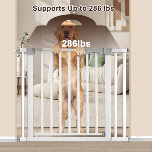 30-41 Inch Extra Wide Outdoor Baby Gate/Dog Gate, Indoor Pet Gate for Doorways, Hallways and Stairs No Drilling, Auto Close, Pressure Mounted Safety gate for Babies,Pets,White - size: White 30-41 inches wide