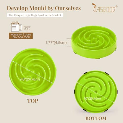 JASGOOD Slow Feeder Dogs Bowl for Large Medium Dogs,Anti-Gulping Pet Slower Food Feeding Bowls Stop Bloat,Preventing Choking Healthy Design Dogs Bowl - color: P-grass green