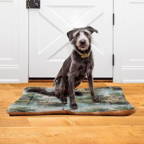 Harbor Pattern Pet Bed Mat for Dogs and Cats, Soft Washable Crate Pad with Non-Slip Bottom, Cozy Bed Cushion for Small Medium Large Pets, 24x36 Inch - size: Medium