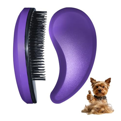 Small Dog Brush- Grooming Tool for Teddy, Yorkies, Maltese, Shih Tzu, Chihuahua - Puppy Hair Brush (Dark Purple) - color: Dark Purple