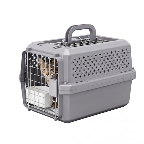 RIZZARI Portable Cat Carrier for Small Cats & Dogs:Secure Hard-Sided Pet Carrier with Ventilation - Metal Door & Carry Handle for Travel - Vet Visits & Daily Use (Gray, X-Small) - color: Gray, size: 16.9"L x 12"W x 11.8"H