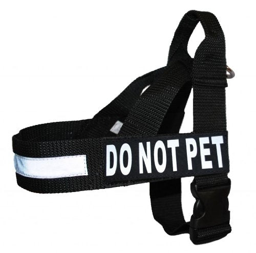 DO NOT PET Nylon Strap Service Dog Harness No Pull Guide Assistance Comes with 2 Reflective DO NOT PET Removable Patches. Please Measure Your Dog Before Ordering. - size: Small Fits Girth 20-25"