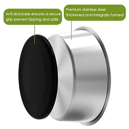 Deep Stainless Steel Non-Skid Dog and Food Bowls, Each Holds Up to 4 Cups - color: Black, size: 4 Cup for Small Pet