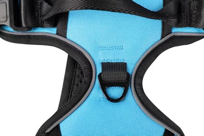 Blue No-Pull Dog Harness with 2 Leash Clips，Soft Padded Vest for Medium Dog, Adjustable Reflective Dog Vest Easy to Put on and Take Off, (Neck: 14"~20", Chest: 21"~27", Blue M) - color: Blue, size: Medium