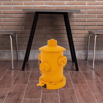 Retro Fire Hydrant Trash Can - 1.3 Gallon Metal Garbage Bin with Foot Pedal & Removable Inner Bucket, Heavy-Duty Indoor/Outdoor Waste Can for Garden, Patio, Park, Kitchen and Dog Waste, Yellow - color: Yellow
