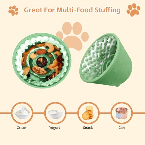 Dog Lick Bowl,Anxiety Relief Non-Slip Silicone Treat Bowl,Durable Anti-Choking Long-Lasting Enrichment Slow Feeder Licking Mat for Small Medium Large Breed,Freezable BPA Free Silicone Dishwasher Safe - color: Green, size: M-L