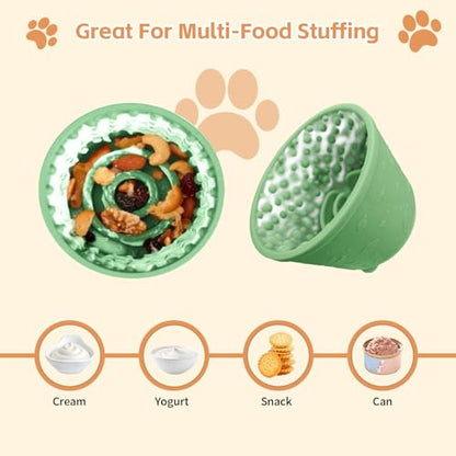 Dog Lick Bowl,Anxiety Relief Non-Slip Silicone Treat Bowl,Durable Anti-Choking Long-Lasting Enrichment Slow Feeder Licking Mat for Small Medium Large Breed,Freezable BPA Free Silicone Dishwasher Safe - color: Green, size: M-L