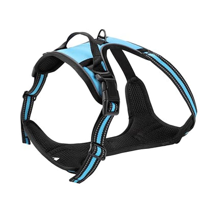 Blue No-Pull Dog Harness with 2 Leash Clips，Soft Padded Vest for Small Dog, Adjustable Reflective Dog Vest Easy to Put on and Take Off,(Neck: 13"~17", Chest: 17"~21",Blue Small) - color: Blue, size: Small