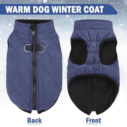 SCENEREAL Winter Dog Vest Coat with Built-in Harness, Warm Puppy Jacket for Small to Medium Dogs, Cold Weather Coat with Zipper, Fleece Puffer Vest Windproof Snow Clothes - color: #1 Rolay Bule-Matte, size: XS(Chest 11.5")-Regular