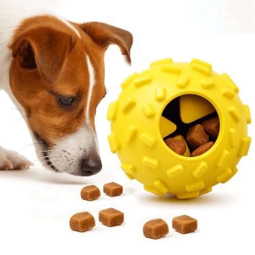 Interactive Dog Chew Toy for Small – Durable Treat Dispensing Puzzle Toy, Tough Enrichment Toy for Aggressive Chewers, Teeth Cleaning & Mental Stimulation Training Toy, Perfect for Boredom Relief - color: Yellow