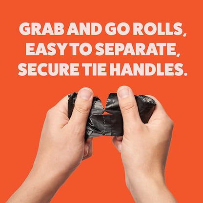 Tuff Pets Heavy Duty Dog Poop Bag With Handles - 16 Rolls of Pet Waste Bags - Fits in any Dogs Poo Bag Dispenser or Holder - Thick Dog Poop Bags - style: Orange- Cornstarch