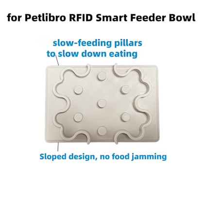 Slow Feeder Bowl Insert Compatible with PETLIBRO RFID Smart Feeder, Silicone Pet Food Pad with Suction Cups, 7-Pillar Anti-Choking Design for Cats and Small Dogs (Gray) - color: Gray