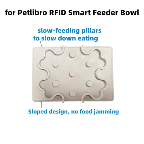 Slow Feeder Bowl Insert Compatible with PETLIBRO RFID Smart Feeder, Silicone Pet Food Pad with Suction Cups, 7-Pillar Anti-Choking Design for Cats and Small Dogs (Black) - color: Black