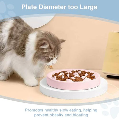 Slow Feeder Bowl for Cats and Small Dogs,Cilkus Fish Pool Design, Fun Interactive Bloat Stop Puzzle Feeder Bowl Healthy Eating Diet Made of Melamine Food Grade Material Dishwasher Safe (Pink) - color: Pink