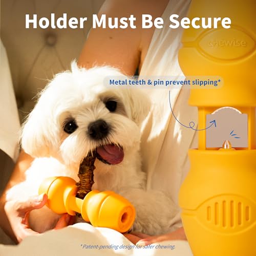 PetClan Chewise Bully Stick Holder, Improved Bully Sticks Holder, Ultimate Secure Heavy Duty, BPA-Free Safety Device to Prevent Choking, Fits Various Bully Sticks and Dog Sizes - color: Yellow, size: Small
