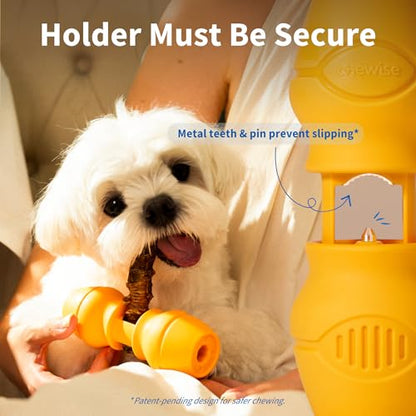 PetClan Chewise Bully Stick Holder, Improved Bully Sticks Holder, Ultimate Secure Heavy Duty, BPA-Free Safety Device to Prevent Choking, Fits Various Bully Sticks and Dog Sizes - color: Yellow, size: Small