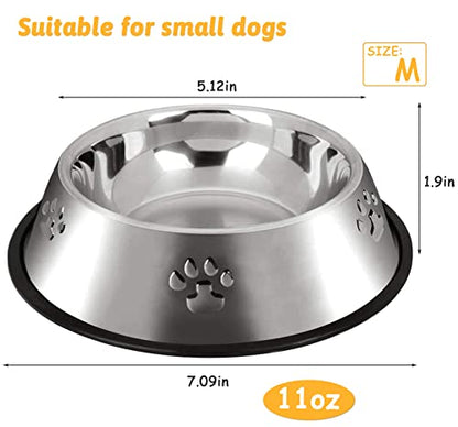 Hamiledyi Stainless Steel Dog Cat Bowl with Rubber Base 4 Pack Pet Feeder and Water Bowls Stackable Non-Slip Puppy Dishes for Small Medium Animals Kitten Rabbit - size: Medium