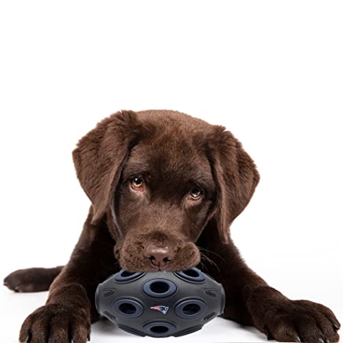 Pets First NFL New England Patriots Football Treat Dispensing Toy for Dogs and Cats, Rubber Ball Dog Toy, Interactive Fun Dog Treat Toy, Natural Rubber Dog Feeding Toy - color: New England Patriots