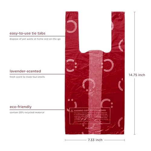 Ubbi Pet Waste Sacks, Lavender Scented Cat Litter Disposal Bags, Leak Proof and Easy Tie, 200 Count (Pack of 1) - color: Red Waste Sacks, 200 Count, size: 200 Count (Pack of 1)
