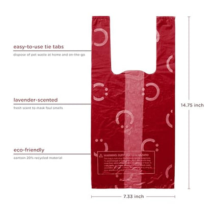 Ubbi Pet Waste Sacks, Lavender Scented Cat Litter Disposal Bags, Leak Proof and Easy Tie, 200 Count (Pack of 1) - color: Red Waste Sacks, 200 Count, size: 200 Count (Pack of 1)