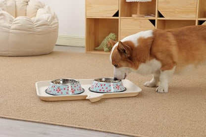 Stainless Steel Dog Bowls, Food and Water Non Slip Anti Skid Stackable Pet Puppy Dishes for Small, Medium and Large Dogs (2 Pack) - color: Sakura, size: 1.5 Cup/12 oz
