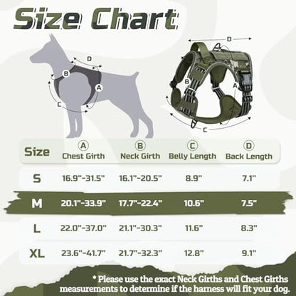 rabbitgoo Tactical Dog Harness Medium Sized Dog, No Pull Military Service Vest with Handle & Molle, Easy Control for Training Walking, Adjustable Reflective Straps, Green camo, M - color: Green camo, size: Medium