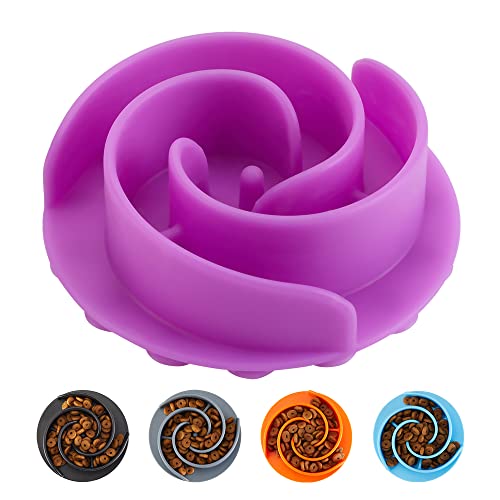 Slow Feeder Dog Bowls Insert, Animire Soft Silicone Slow Eating Dog Food Bowl for Small, Medium and Large Dogs, Compatible with Regular and Elevated Bowls - color: Purple, size: S