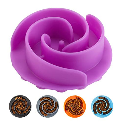 Slow Feeder Dog Bowls Insert, Animire Soft Silicone Slow Eating Dog Food Bowl for Small, Medium and Large Dogs, Compatible with Regular and Elevated Bowls - color: Purple, size: M