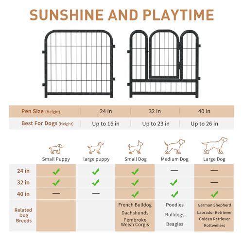 Metal Dog Playpen, 40 Inch Height 8 Panels, Ideal Dog Fence for Large/Medium/Small Dogs Indoor & Outdoor Bliss, Perfect Dog Pen for Camping, Yard, and RV | Black-Silver - size: 40"High, style: 40"High