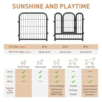 Metal Dog Playpen, 40 Inch Height 8 Panels, Ideal Dog Fence for Large/Medium/Small Dogs Indoor & Outdoor Bliss, Perfect Dog Pen for Camping, Yard, and RV | Black-Silver - size: 40"High, style: 40"High
