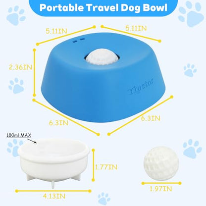 Yipetor Slow Feeder Dog Bowls for Liquid Treat, 【Enrichment Ball-Roll】 Bone Broth Dog Lick Bowl, 3/4 Cup Yogurt Pup Lick Toy for Large Medium Small Breeds Dietary Supplement/Post-op Nutrition - color: blue