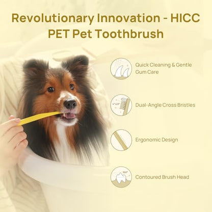 HICC PET Toothbrush for Cats & Small Dogs,Ergonomic Pet Toothbrush for Easy Teeth Cleaning,Gentle on Gums, Cat & Dog Dental Care – Toothpaste Not Included - color: Yellow for Cats & Small Dogs