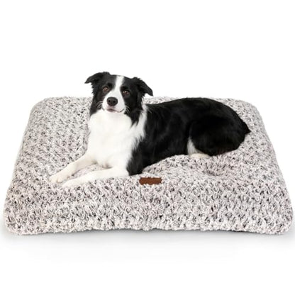 Dog Bed Crate Pad - Rosette Pattern White Velvet Pet Bed Anti-Slip Comfy Kennel Pad for Crates Rosette Brown L - color: Rosette Pattern Brown, size: Large 36"x24"