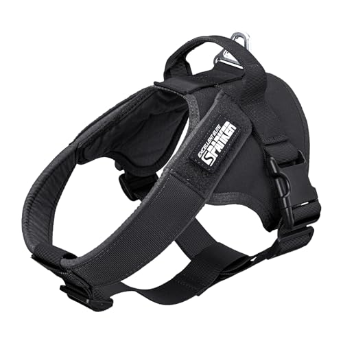 EXCELLENT ELITE SPANKER Tactical Dog Harness Patrol Harness Service Dog Vest Military Dog Vest Working Dog Vest with Handle(Black-L) - color: Black, size: L-(27.5 - 35.5")