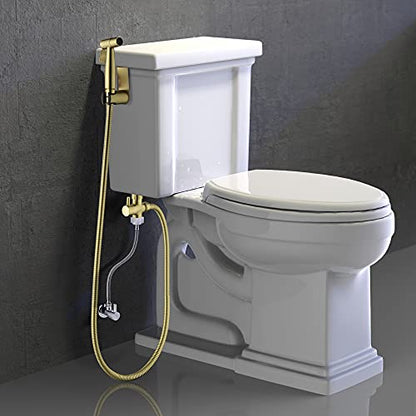 SHAMANDA Handheld Bidet Sprayer for Toilet, Stainless Steel Baby Cloth Diaper Sprayer Kit, Bathroom Toilet Bidet Attachment Set for Bathing Pets Feminine Hygiene, Brushed Gold BDS01-3 - color: Brushed Gold, style: Cold Water Mode Only