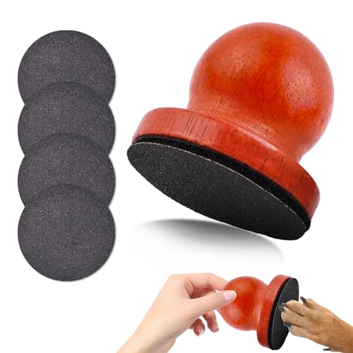 Dog Nail File Dog Scratch Board for Nails Wooden Handicraft Cat Dog Nail Scratch Pad with 4 Pcs Replaceable Sandpaper Dog Trainning Accessories Stress Free Nail Filing for Dogs(Caramel) - color: Caramel