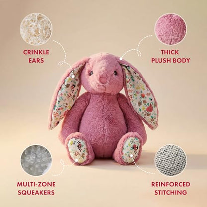 Petlou Dog Plush Toys,Crinkle Toy, Interactive Stuffed Squeaky Toys Chew for Medium Small Large Dogs,Cute (15" Promo Rabbit-Lavender)