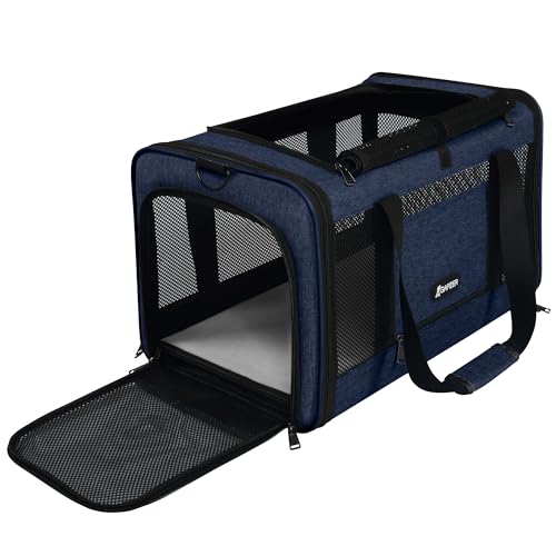 GAPZER Cat Carrier 18x11x11 United Airline Approved, Top Loader Heavy Duty Softshell Pet Flying Bag 18lbs, Small Dog Chihuahua Crate 5-10 Pounds, Kitty Transport Kennel, Miniature Poodle Case Navy - color: Navy