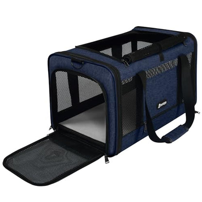 GAPZER Cat Carrier 18x11x11 United Airline Approved, Top Loader Heavy Duty Softshell Pet Flying Bag 18lbs, Small Dog Chihuahua Crate 5-10 Pounds, Kitty Transport Kennel, Miniature Poodle Case Navy - color: Navy