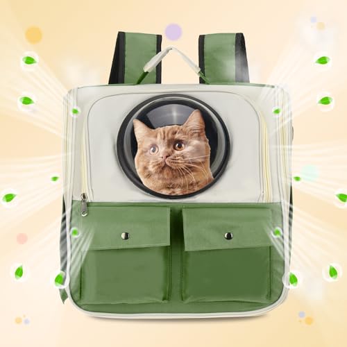 Pet Backpack Carrier, Portable and Ventilated, Oxford Cloth, Dogs Cats and Small Animals Travel Bag 12.99", (Dark Green, 1 Pcs), Intended for Hiking/Camping/Traveling - color: Dark Green