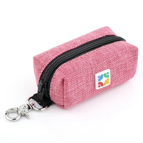 Hemp Dog Poop Bag Holder for Leash — Eco-Friendly Dog Waste Bag Dispenser, Sustainable Natural Hemp Fabric, Attaches to Any Leash, Belt or Backpack (Hot Pink, Single) - color: Hot Pink, size: Single