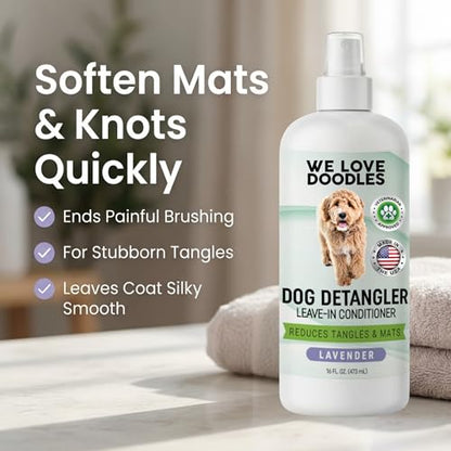 We Love Doodles Dog Detangler Spray - Leave-in Conditioner for Dogs - Dog Detangling Spray - Dematting Spray for Dogs - Tangle Remover - Made in The USA (Lavender)
