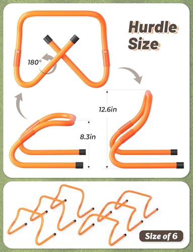 GHB Agility Hurdles Adjustable 8.3"&12.6" Speed Training Equipment Set | Foldable, Sturdy, Drill Guide &Carry Bag Included, For Amateur & Athletes, Soccer & Basketball - color: Orange 6 Pack